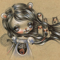 另类恐怖漫画素描头像鬼妞肋骨外露手绘版头像