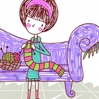 韩国彩色插画小靓妞卡通微信头像