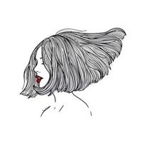 女生小清新卡通侧脸头像