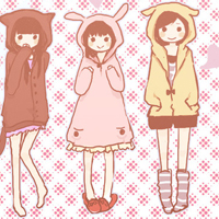 卡通闺蜜两人头像兔子打电话卡通卡通两人