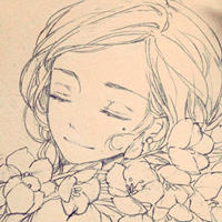 爱黑白女生手绘素描头像