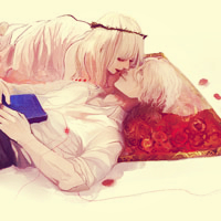 非主流动漫情侣头像青春情侣湖畔谈心多风趣