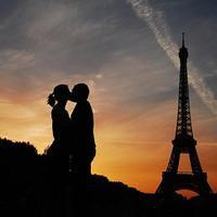 意境唯美夕阳侧面头像